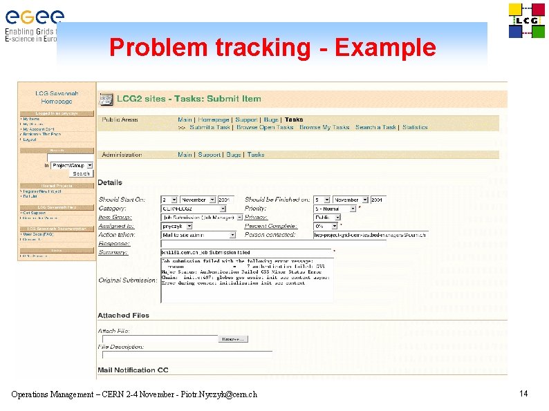 Problem tracking - Example Operations Management – CERN 2 -4 November - Piotr. Nyczyk@cern.