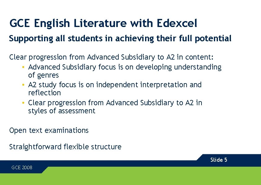 GCE English Literature with Edexcel Supporting all students in achieving their full potential Clear