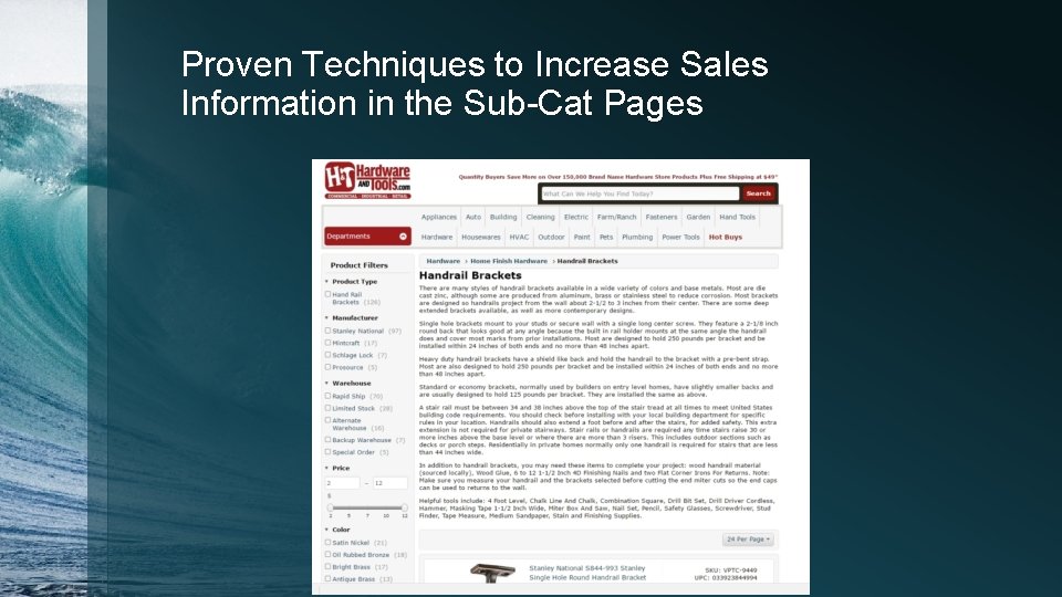 Proven Techniques to Increase Sales Information in the Sub-Cat Pages 