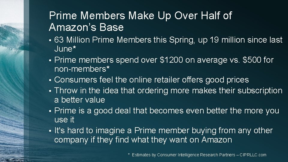 Prime Members Make Up Over Half of Amazon’s Base • • • 63 Million