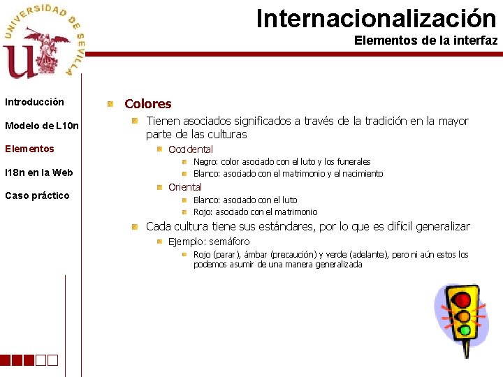 Internacionalización Elementos de la interfaz Introducción Modelo de L 10 n Elementos I 18