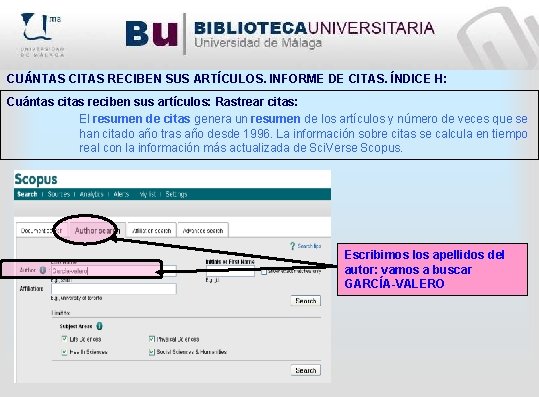 CUÁNTAS CITAS RECIBEN SUS ARTÍCULOS. INFORME DE CITAS. ÍNDICE H: Cuántas citas reciben sus