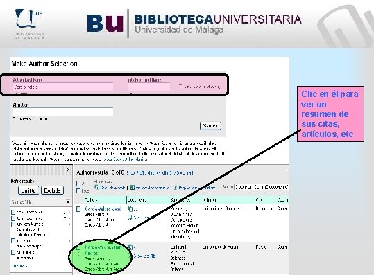 Clic en él para ver un resumen de sus citas, artículos, etc 