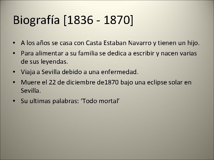 Biografía [1836 - 1870] • A los años se casa con Casta Estaban Navarro