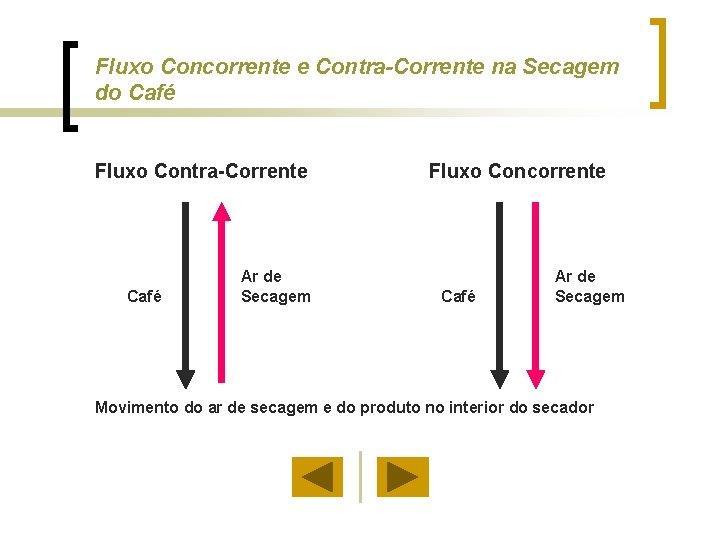 Fluxo Concorrente e Contra-Corrente na Secagem do Café Fluxo Contra-Corrente Café Ar de Secagem
