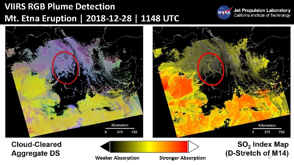 VIIRS RGB Plume Detection Mt. Etna Eruption | 2018 -12 -28 | 1148 UTC