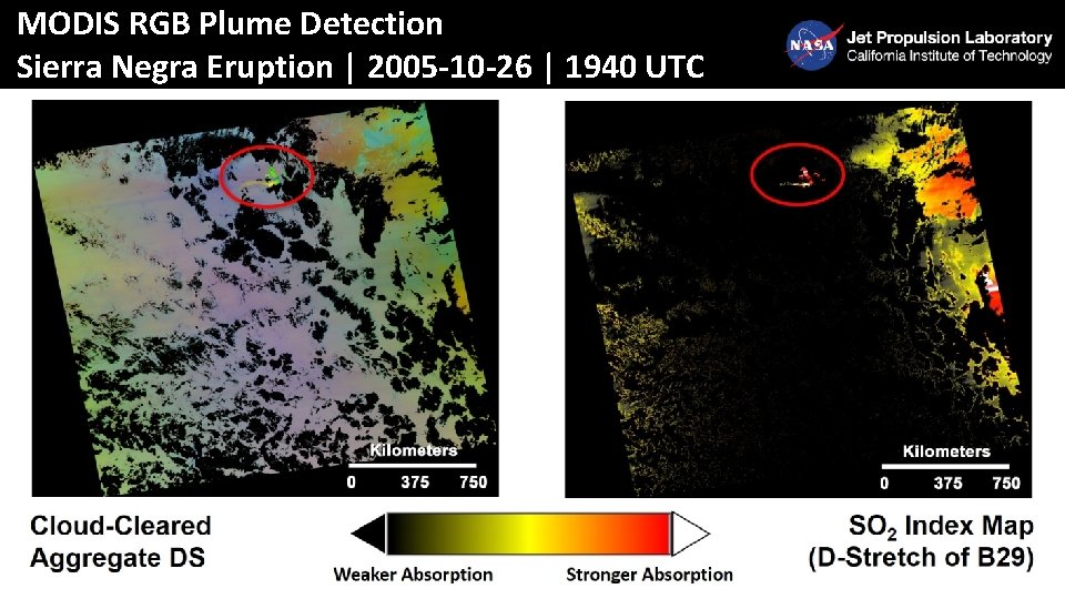 MODIS RGB Plume Detection Sierra Negra Eruption | 2005 -10 -26 | 1940 UTC