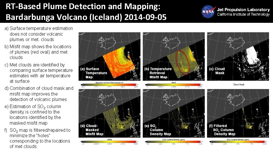 RT-Based Plume Detection and Mapping: Bardarbunga Volcano (Iceland) 2014 -09 -05 a) Surface temperature