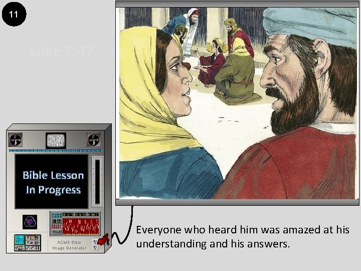 11 Luke 2: 47 Bible Lesson In Progress ACME Bible Image Generator Everyone who