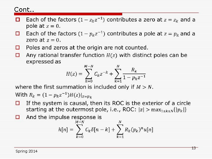 Cont. . o Spring 2014 13 