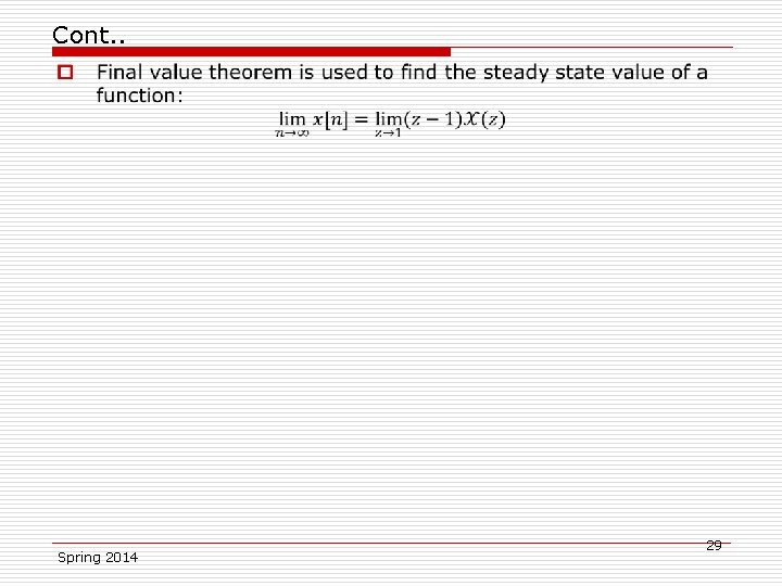 Cont. . o Spring 2014 29 