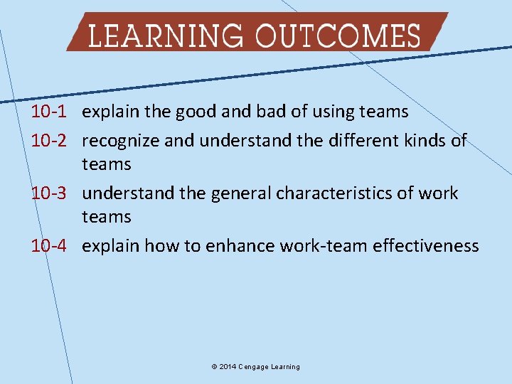 10 -1 explain the good and bad of using teams 10 -2 recognize and