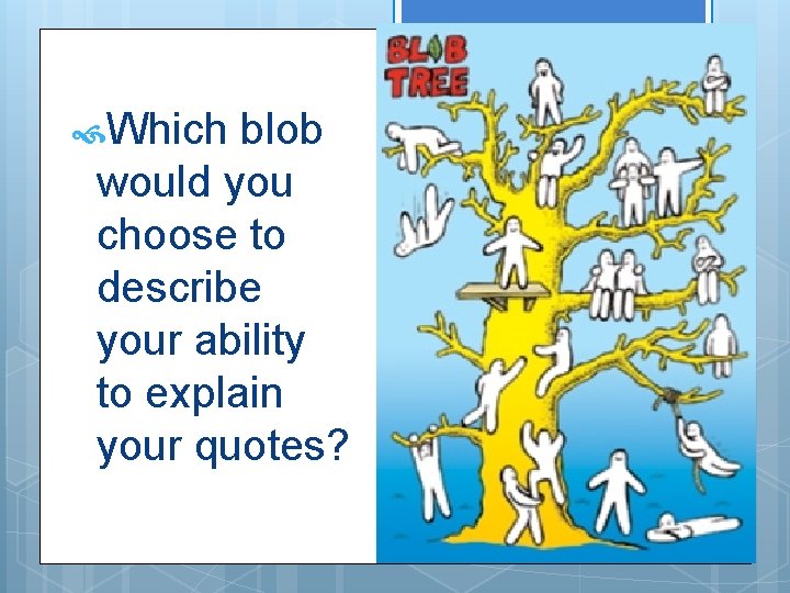  Which blob would you choose to describe your ability to explain your quotes?