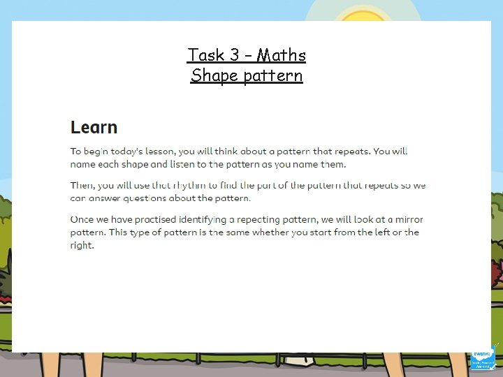 Task 3 – Maths Shape pattern 