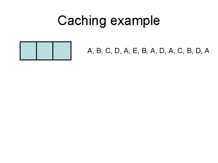 Caching example A, B, C, D, A, E, B, A, D, A, C, B,