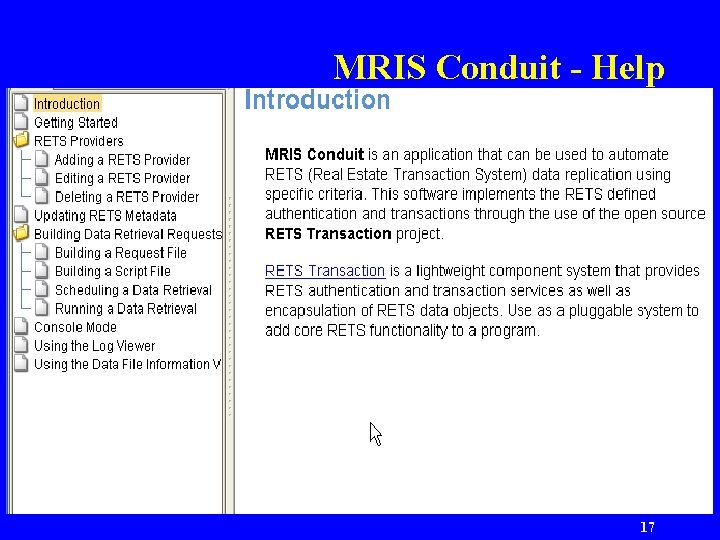 MRIS Conduit - Help RETS Client Strategies 17 