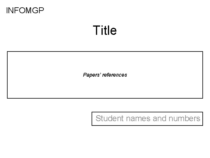INFOMGP Title Papers references Student names and numbers