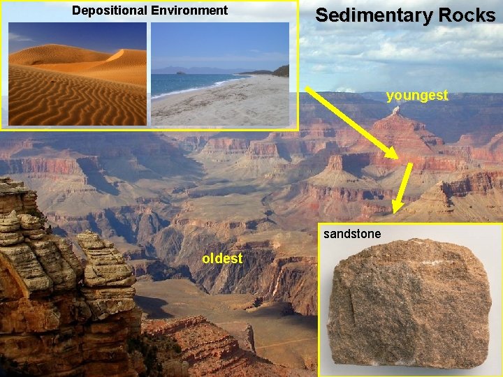 Depositional Environment Sedimentary Rocks youngest sandstone oldest 