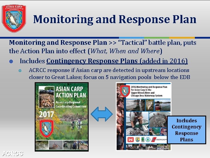 Monitoring and Response Plan >> “Tactical” battle plan, puts the Action Plan into effect