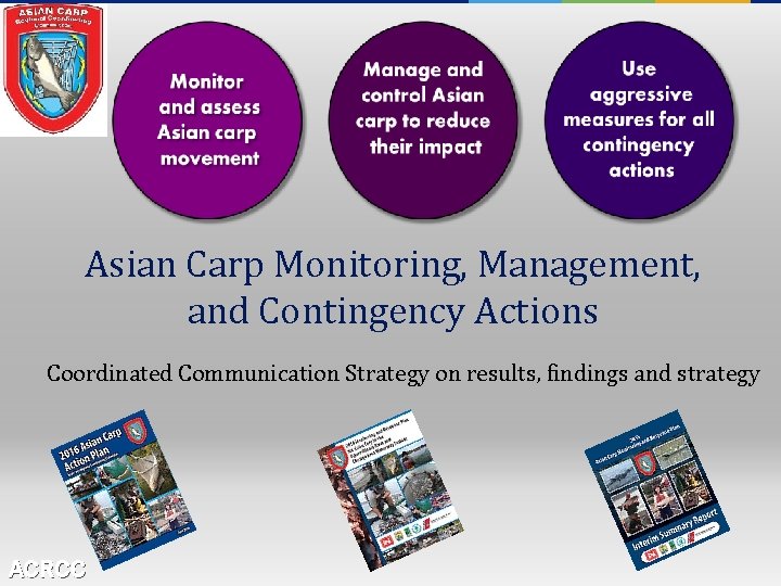 Asian Carp Monitoring, Management, and Contingency Actions Coordinated Communication Strategy on results, findings and