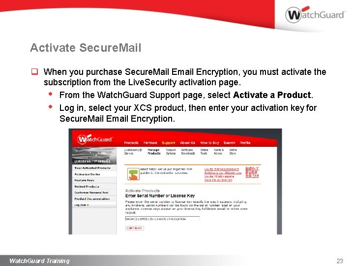 Activate Secure. Mail q When you purchase Secure. Mail Email Encryption, you must activate