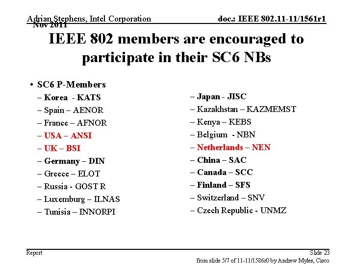 Adrian Stephens, Intel Corporation Nov 2011 doc. : IEEE 802. 11 -11/1561 r 1