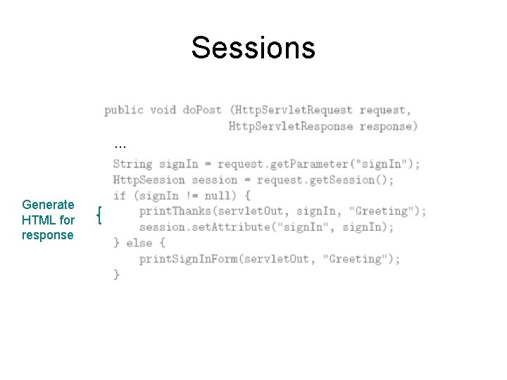 Sessions … Generate HTML for response 