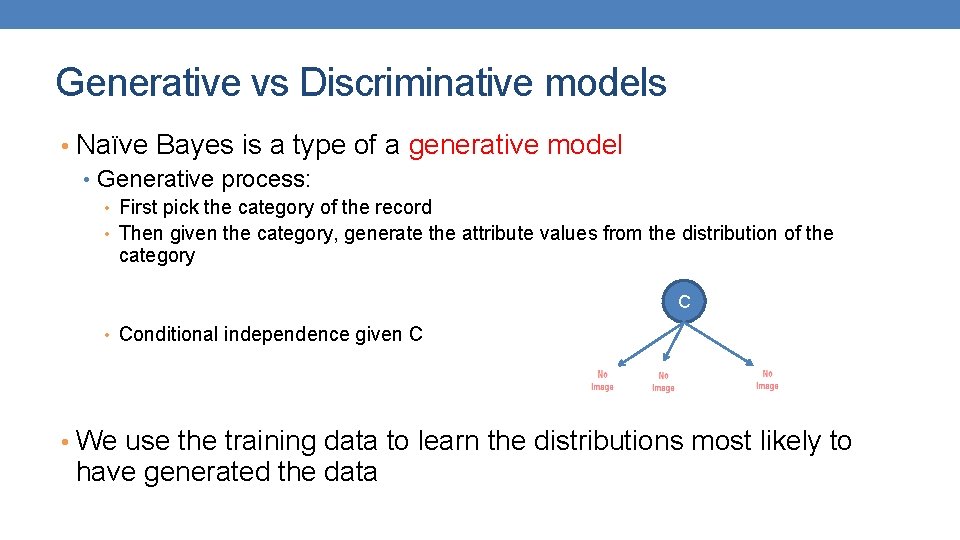 Generative vs Discriminative models • Naïve Bayes is a type of a generative model Generative vs Discriminative models • Naïve Bayes is a type of a generative model