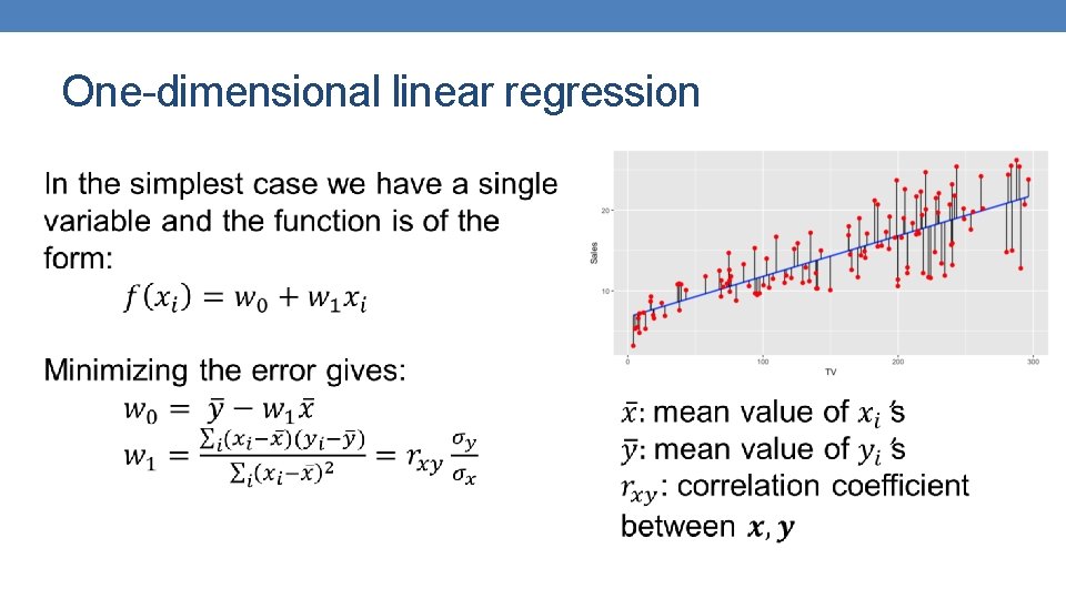 One-dimensional linear regression One-dimensional linear regression