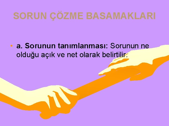 SORUN ÇÖZME BASAMAKLARI • a. Sorunun tanımlanması: Sorunun ne olduğu açık ve net olarak