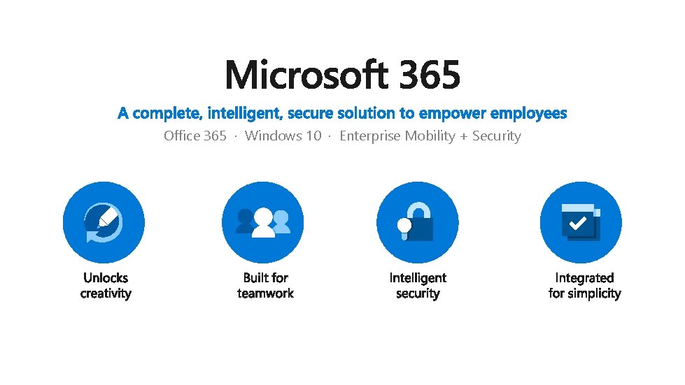 Office 365 · Windows 10 · Enterprise Mobility + Security 