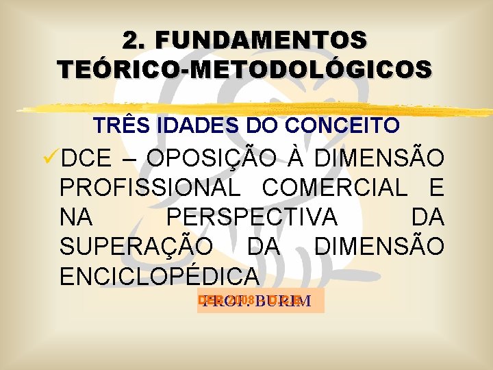 2. FUNDAMENTOS TEÓRICO-METODOLÓGICOS TRÊS IDADES DO CONCEITO üDCE – OPOSIÇÃO À DIMENSÃO PROFISSIONAL COMERCIAL