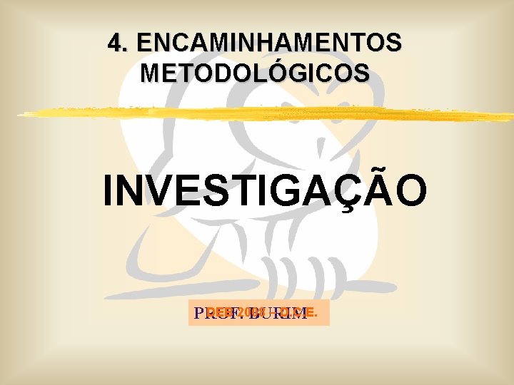 4. ENCAMINHAMENTOS METODOLÓGICOS INVESTIGAÇÃO DEB 2008 – D. C. E. PROF. BURIM 