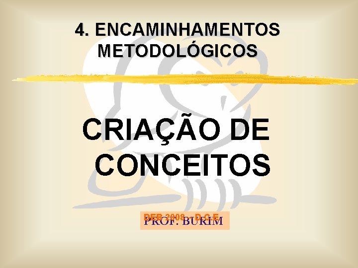 4. ENCAMINHAMENTOS METODOLÓGICOS CRIAÇÃO DE CONCEITOS DEB 2008 BURIM – D. C. E. PROF.