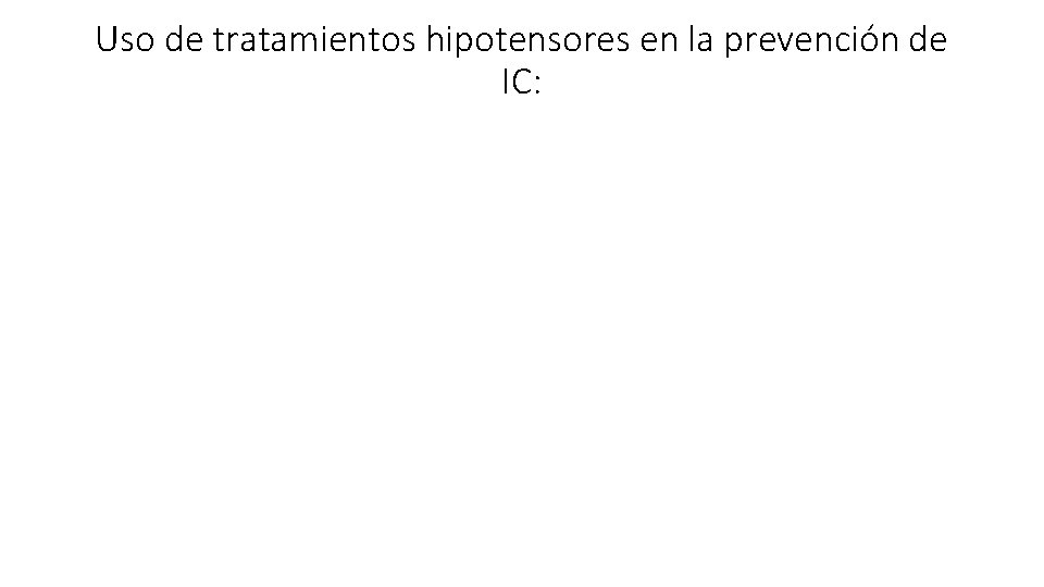 Uso de tratamientos hipotensores en la prevención de IC: 