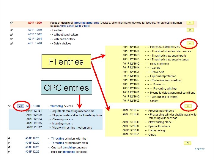 FI entries CPC entries 