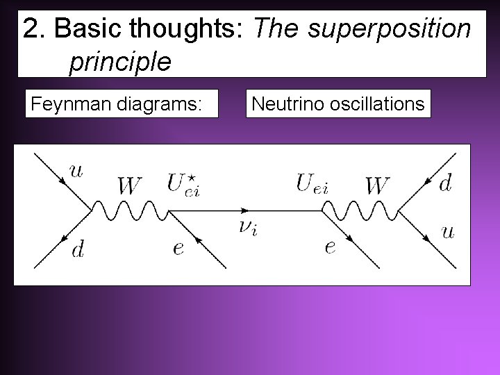 2. Basic thoughts: The superposition principle Feynman diagrams: Neutrino oscillations 