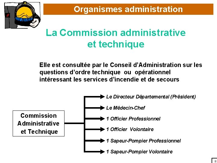 Organismes administration La Commission administrative et technique Elle est consultée par le Conseil d’Administration