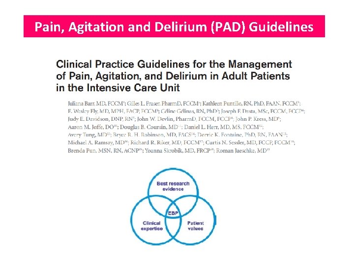 Pain, Agitation and Delirium (PAD) Guidelines 