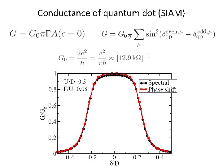 Conductance of quantum dot (SIAM) 