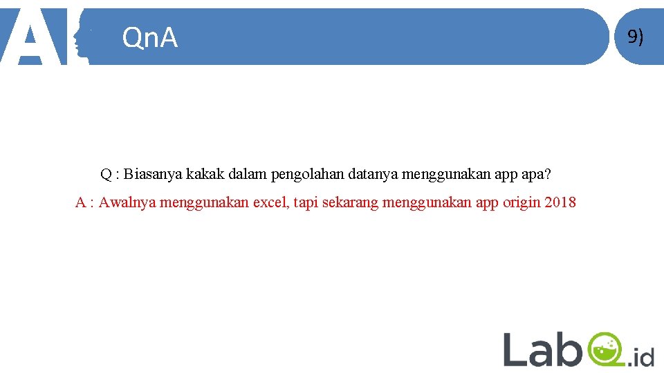 Qn. A Q : Biasanya kakak dalam pengolahan datanya menggunakan app apa? A :