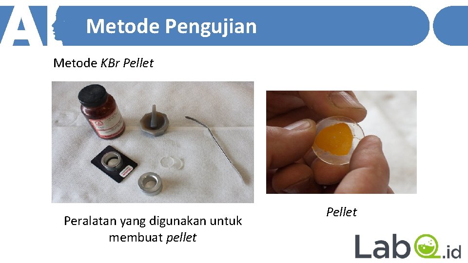 Metode Pengujian Metode KBr Pellet Peralatan yang digunakan untuk membuat pellet Pellet 