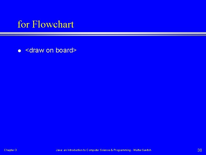 for Flowchart l Chapter 3 <draw on board> Java: an Introduction to Computer Science