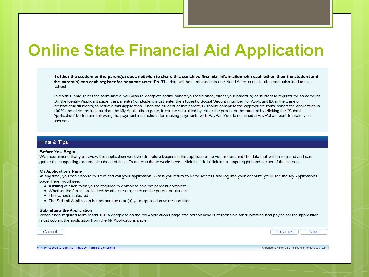 Online State Financial Aid Application 