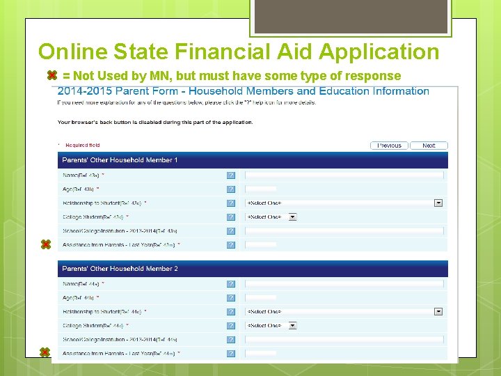 Online State Financial Aid Application = Not Used by MN, but must have some