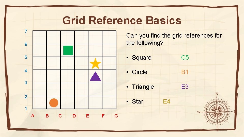 Grid Reference Basics 7 6 Can you find the grid references for the following?