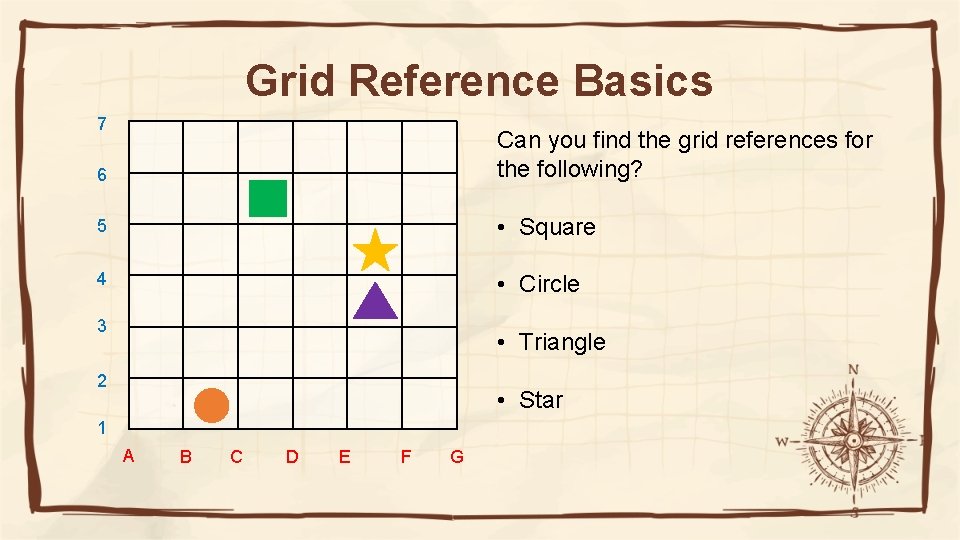 Grid Reference Basics 7 6 Can you find the grid references for the following?