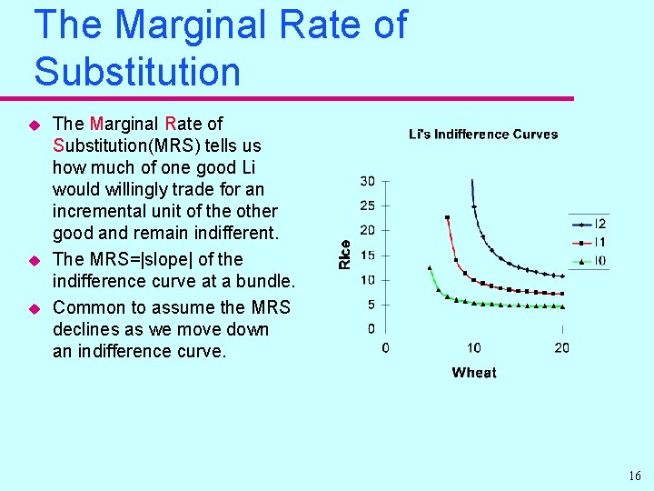 The Marginal Rate of Substitution u u u The Marginal Rate of Substitution(MRS) tells