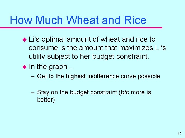 How Much Wheat and Rice u Li’s optimal amount of wheat and rice to