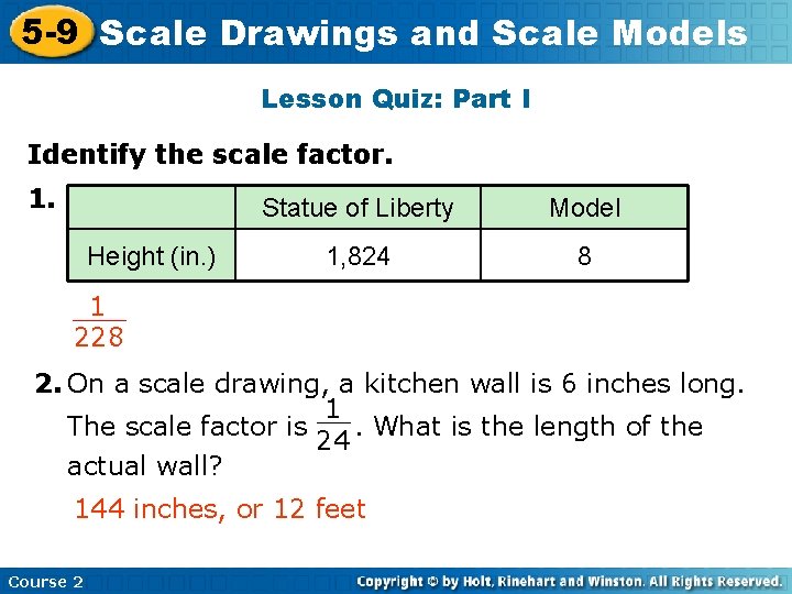 5 -9 Scale Insert. Drawings Lesson Title and. Here Scale Models Lesson Quiz: Part